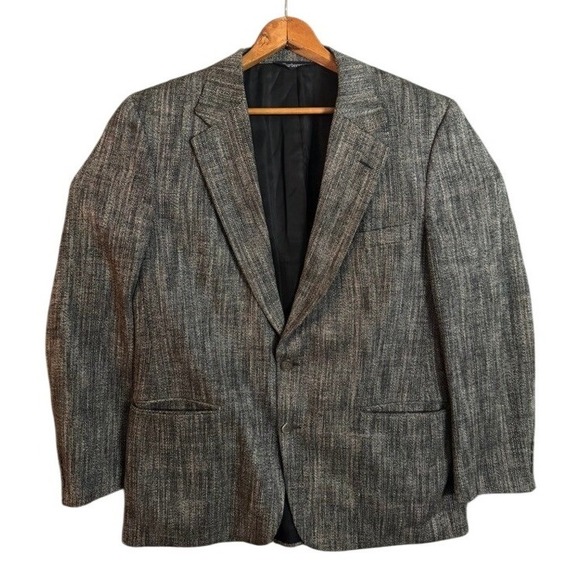 Vintage Burberrys Men's Tweed Blazer Jacket Gray Plaid Wool Blend Read